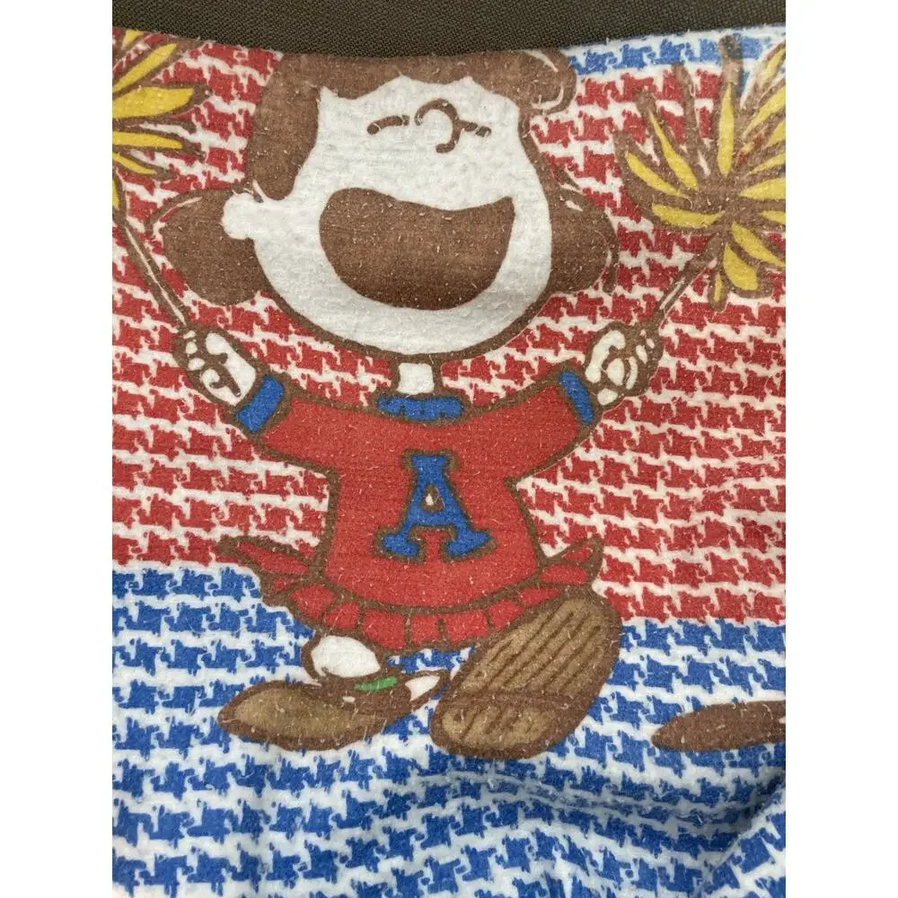 Vintage Peanuts Snoopy Acrylic Blanket – Cheer Baseball Lucy Charlie Satin Trim